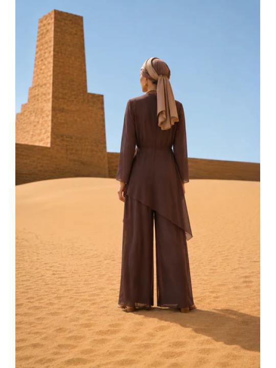 Ensemble Brun Fluide Ceinturé Asymétrique thumbnail 2