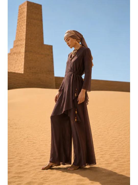 Ensemble Brun Fluide Ceinturé Asymétrique thumbnail 4