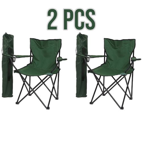 Lot De 2 Chaise De Plage Siège De Camping Fauteuil Munie D'un Porte-gobelet thumbnail 2