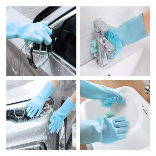 Lot De 2 Gants De Nettoyage En Silicone Multifonction, La Cuisine Et Le Ménage thumbnail 3