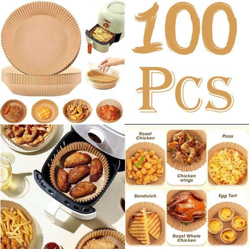Lot De 100 Feuilles Papier Cuisson Pour Air Fryer – Anti-adhésif & Résistant À L’huile