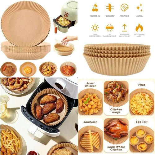 Lot De 100 Feuilles Papier Cuisson Pour Air Fryer – Antiadhésif & Résistant À L’huile thumbnail 3