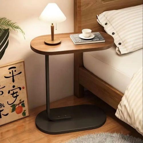 Table D'appoint Moderne – Plateau Bois 38 × 28 Cm – Hauteur 59 Cm – Structure Métal – Idéale Pour Salon, Lit, Canapé thumbnail 3