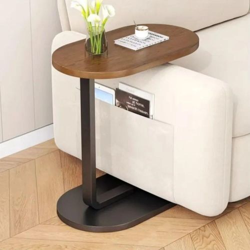 Table Dappoint Moderne – Plateau Bois 38 × 28 Cm – Hauteur 59 Cm – Structure Métal – Idéale Pour Salon, Lit, Canapé