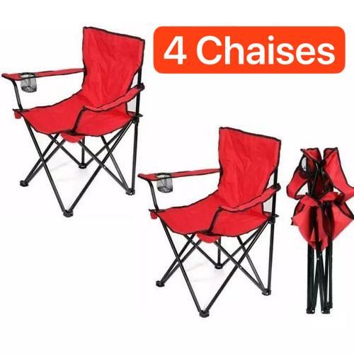 Pack De 4 Chaises De Camping Et Plage Fauteuil Avec Porte Gobelet thumbnail 1