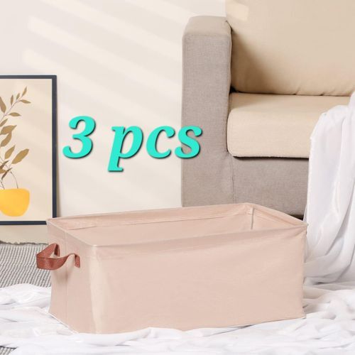 Lot De 3 Boîte De Rangement Avec Poignées, Boîte De Rangement Pliable, Boîte De Rangement Pour Vêtements thumbnail 3