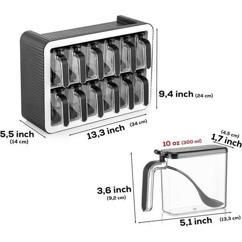 Boîte De Rangement Pour Épices – 12 Pièces Avec Cuillères Intégrées