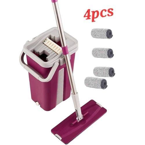 Vadrouille Pour Sol En Microfibre, Serpillière Seau 4 Tampons De Rechange