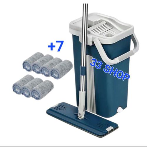 Vadrouille Pour Balai En Microfibre, Serpillière + Seau + 7 Tampons De Rechange thumbnail 1