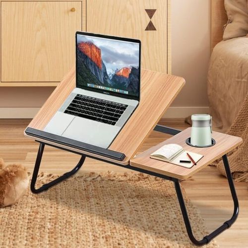 Table De Lit Support Réglable Et Pliable, En Mdf Et Métal thumbnail 2