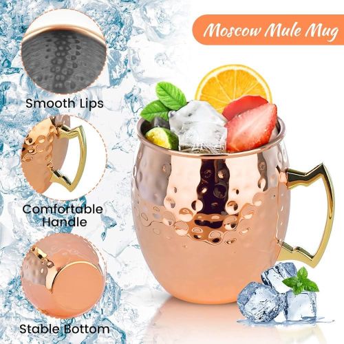 Tasse Moscow Mule En Cuivre -poignée Dorée – Idéale Pour Les Boissons Fraîches Et Une Présentation Élégante thumbnail 2