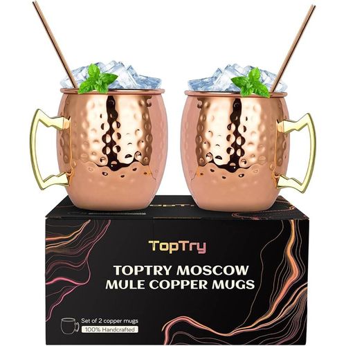 Tasse Moscow Mule En Cuivre -poignée Dorée – Idéale Pour Les Boissons Fraîches Et Une Présentation Élégante thumbnail 1