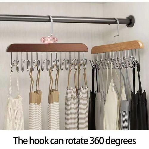 Collection De 10 Cintres En Bois Multifonctionnels (360°)