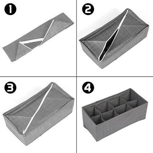 Lot De 4 Boîte De Rangement En Tissu À Compartiments – Organisation Élégante Et Pratique thumbnail 1