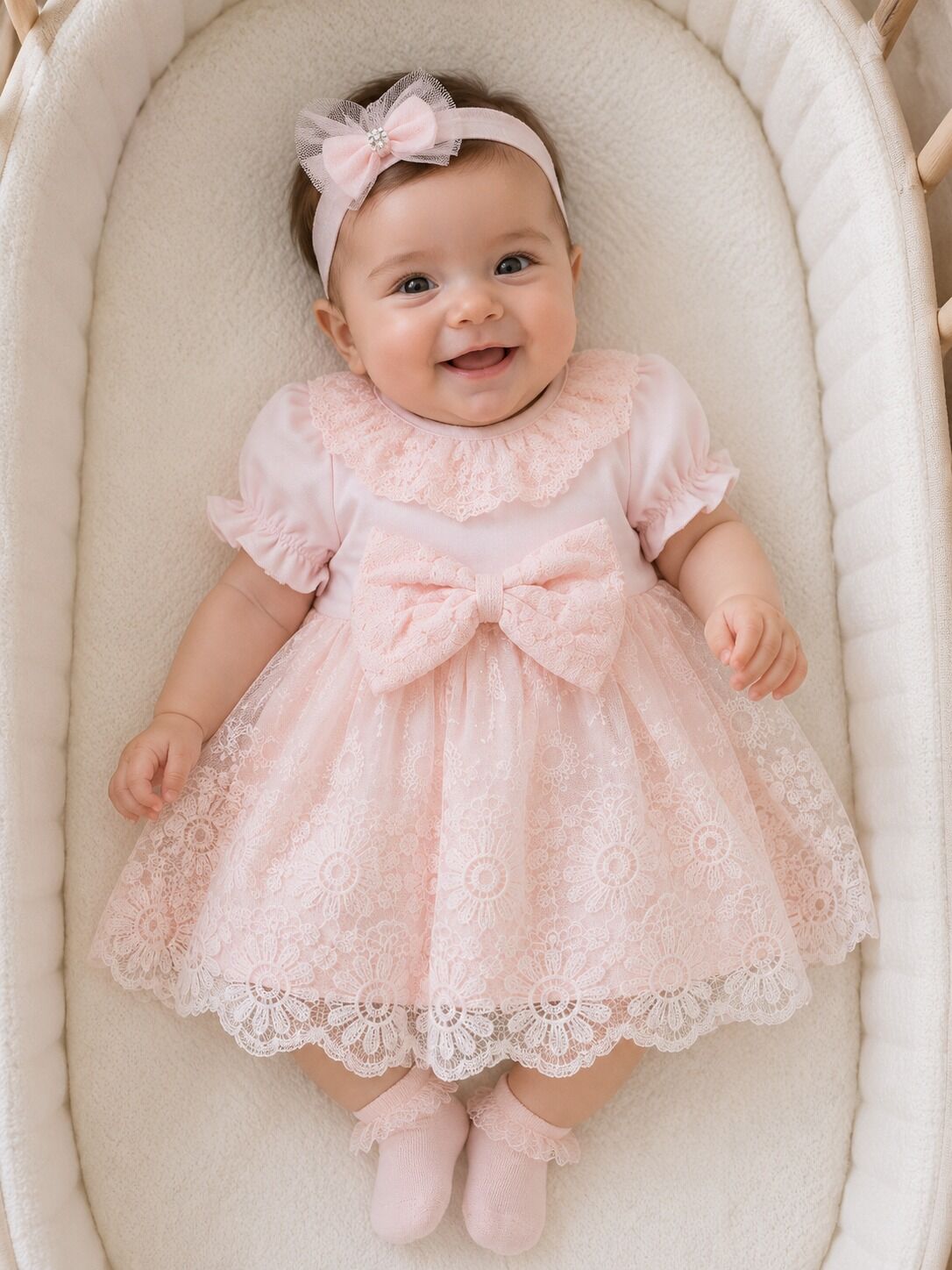 Robe Demi Manches Avec Bandeau Col Brodé