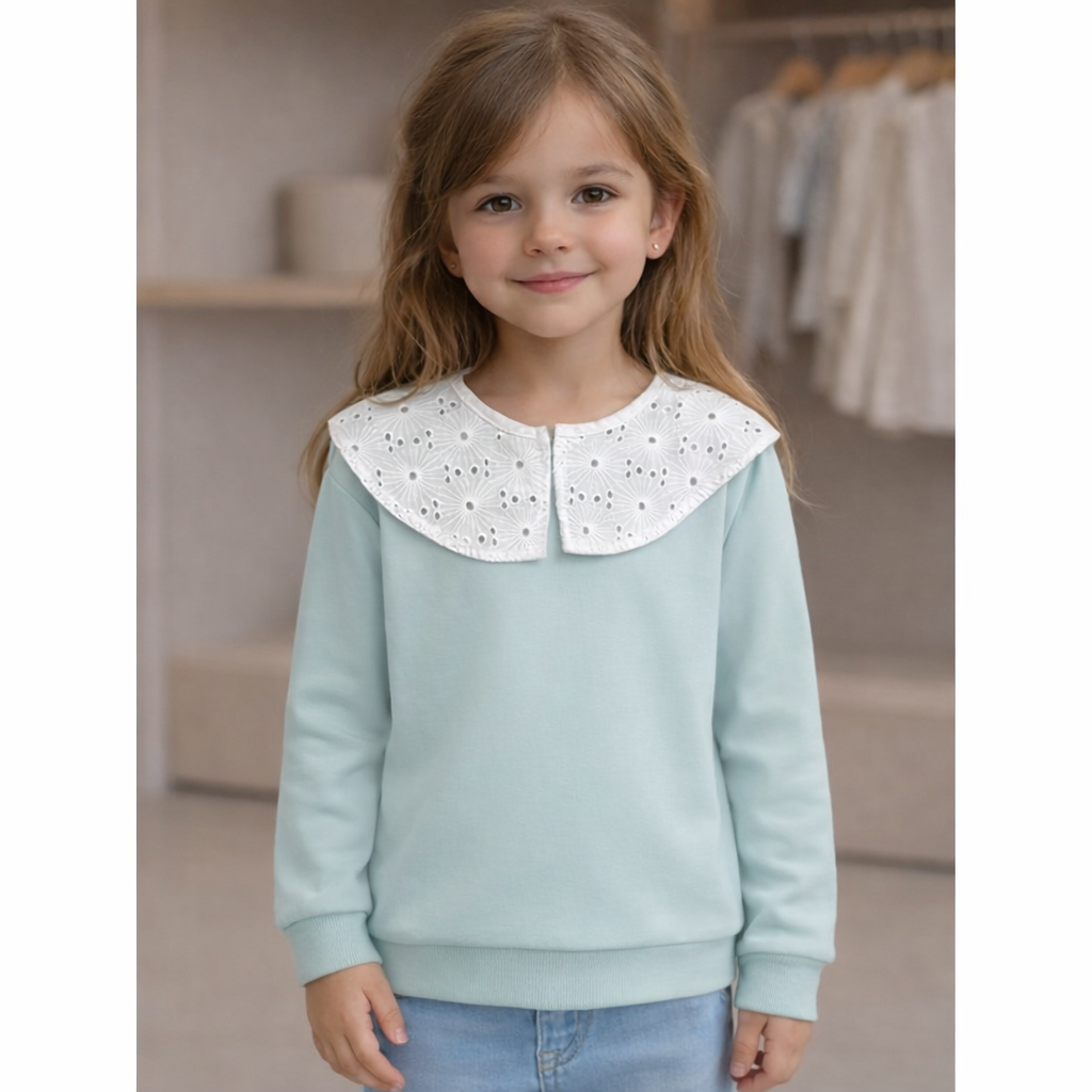 Pull Coton Col Broderie Anglaise