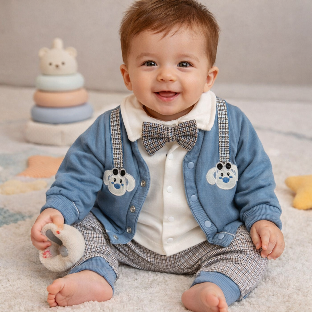Tenue Bébé 3 Pièces Avec Noeud Papillon thumbnail 4