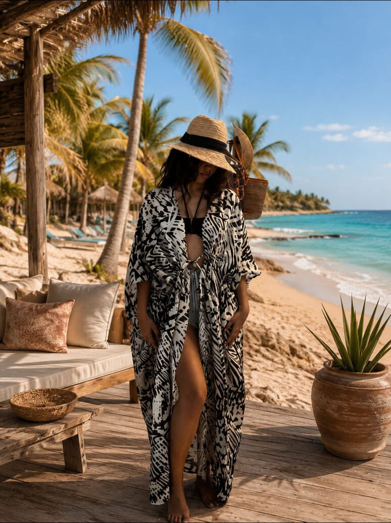 Robe de Plage Maxi à Imprimé Abstrait