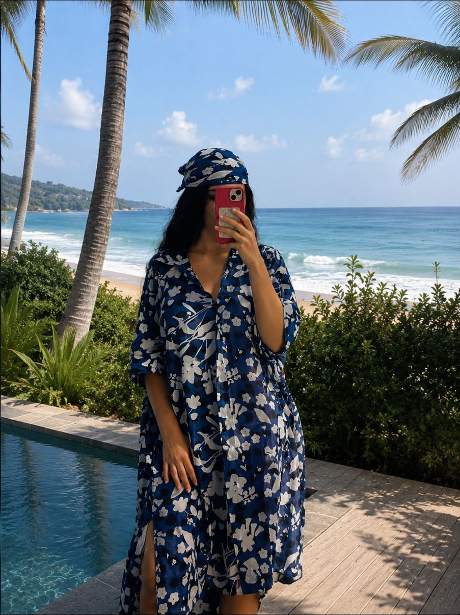 Robe Chemise de Plage Maxi à Imprimé Floral