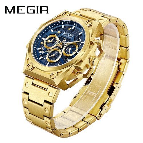 Montre Chronographe – Or et Bleu