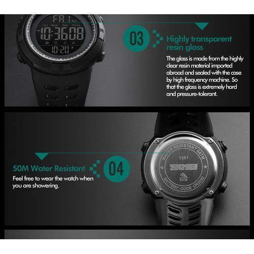 Montre Électronique De Sport – Étanche 5 Atm Avec Chronomètre, Alarme Et Rétroéclairage