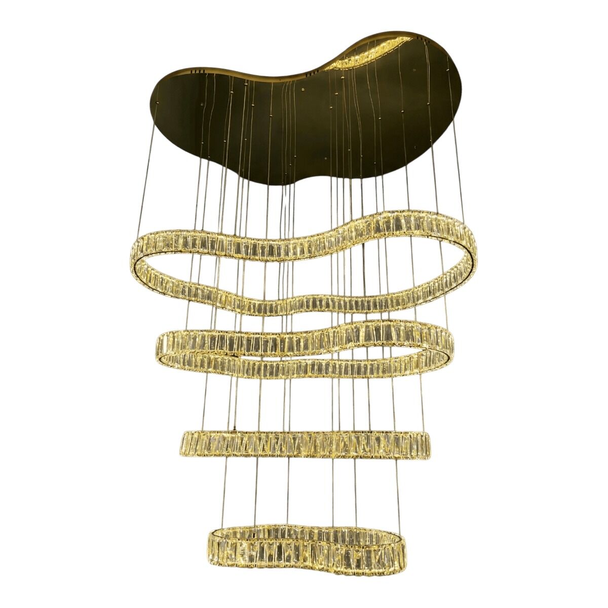 LED chandelier in iron and crystal — Gold