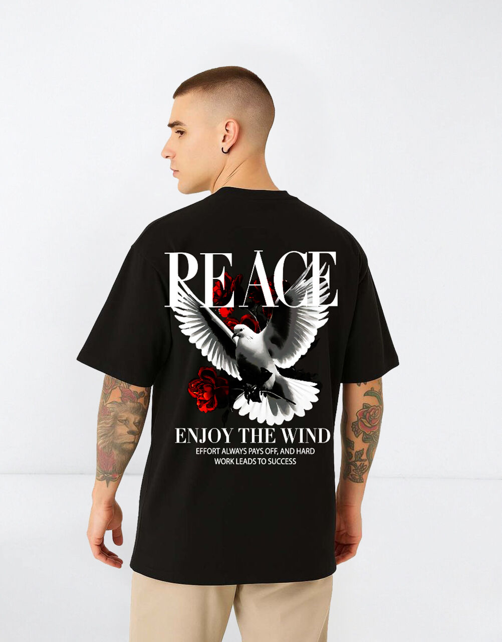 T-shirt Streetwear " Peace " Oversize thumbnail 3