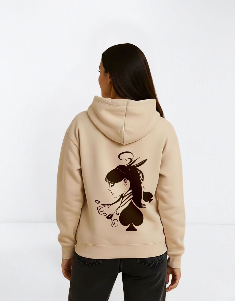 Hoodie "La Dame De Coeur" Oversize – Design Portrait Féminin