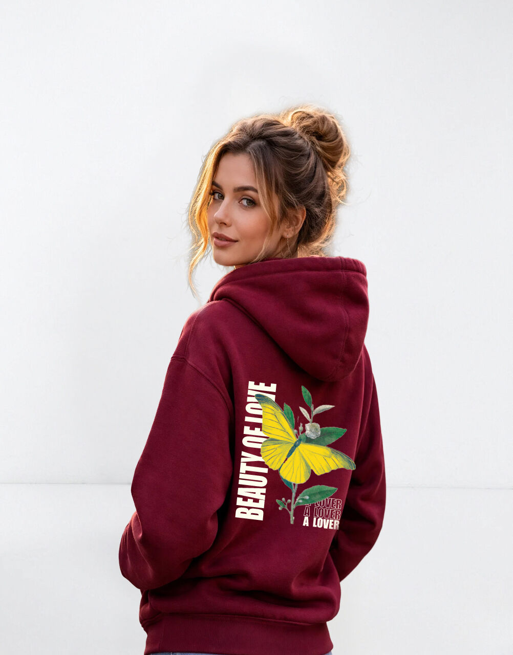 Hoodie Unisexe « Beauty Of Love » – Sweat À Capuche Avec Papillon thumbnail 3
