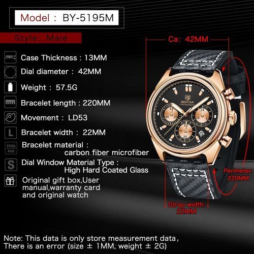 Montre-bracelet En Cuir Véritable Chronographe Quartz