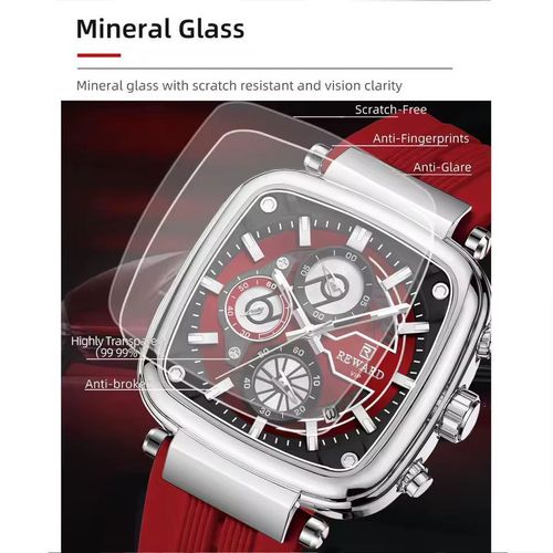 Montre Carrée Avec Bracelet En Silicone Et Chronographe thumbnail 3