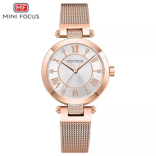 Montre En Cristal, Ultra Mince, Bracelet En Maille D'acier 