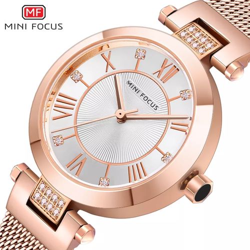 Montre En Cristal, Ultra Mince, Bracelet En Maille D'acier thumbnail 3
