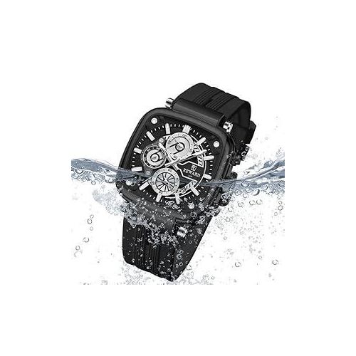 Montre Carrée Bracelet Silicone Calendrier Chronographe Mode Sport Montre Quartz thumbnail 3