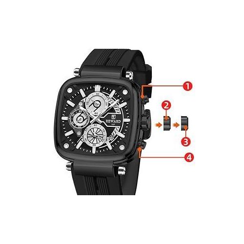 Montre Carrée Bracelet Silicone Calendrier Chronographe Mode Sport Montre Quartz