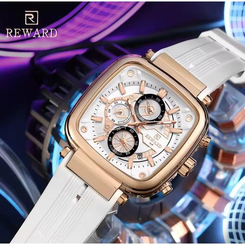 Montre Carrée, Bracelet Silicone, Calendrier, Chronographe, Mode Sport thumbnail 3