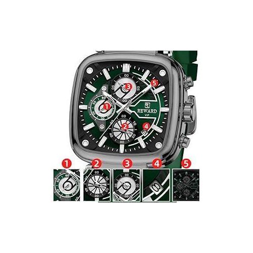 Montre Carrée Bracelet Silicone Calendrier Chronographe Mode Sport Montre Quartz