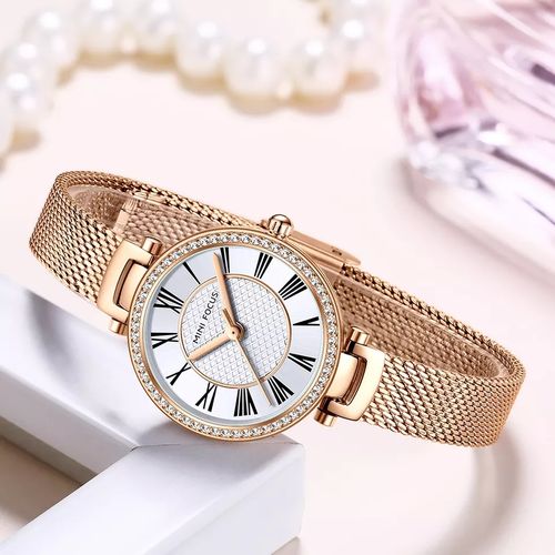 Mini Focus Montre Pour Femme Quartz, Décontractée, Bracelet En Acier