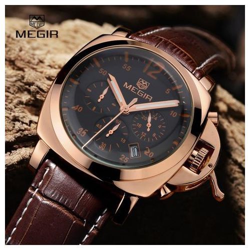 Montre En Cuir Chronographe Mouvement De Quartz thumbnail 3