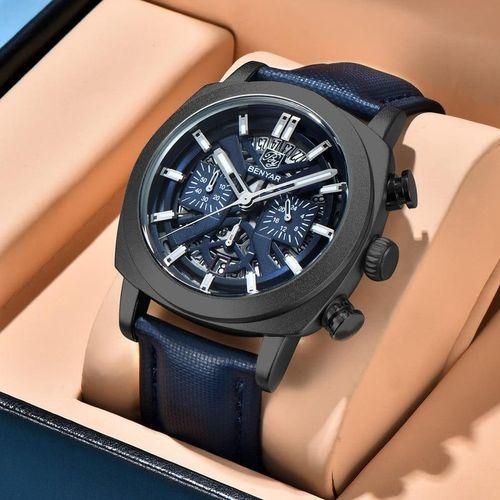 Montre Chronographe Bracelet En Cuir