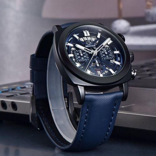 Montre Chronographe Bracelet En Cuir  thumbnail 3