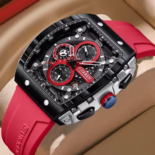 Montre Carré Quartz Montre-bracelet Étanche Lumineux Chronographe
