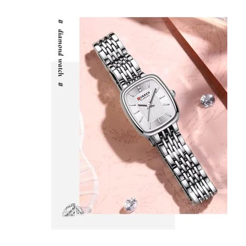  Montre À Quartz Pour Femme, Simple Et Élégante, Cadran Carré Localité, Bracelet En Acier