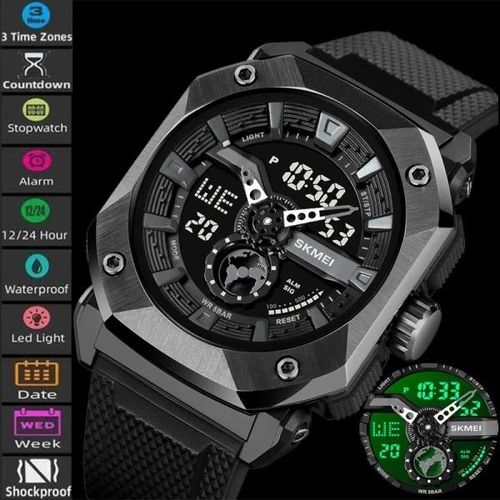 Montre Multifonctionnelle Pour Homme, Chronomètre Étanche À 5 Bars, Compte À Rebours À 3 thumbnail 3