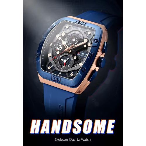 Montre Carré Quartz Montre-bracelet Étanche Lumineux Chronographe