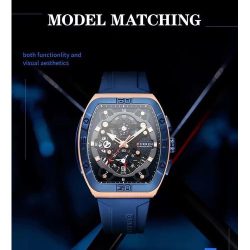 Montre Carré Quartz Montre-bracelet Étanche Lumineux Chronographe thumbnail 3