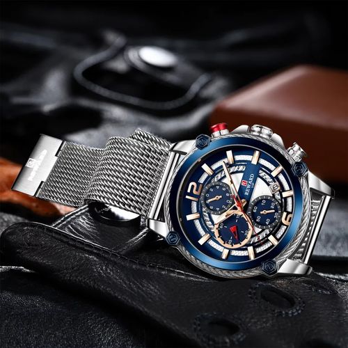 Montre-bracelet En Acier Montre Chronographe Calendrier Personnalité thumbnail 3