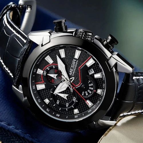 Chronographe Complet Analogique Quartz Business Bracelet En Cuir