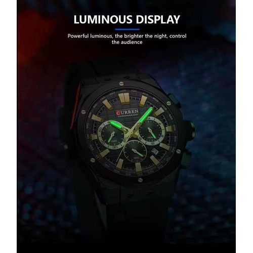 Montre-bracelet Étanche Chronographe Date - Montre Militaire Haut Silicone thumbnail 3