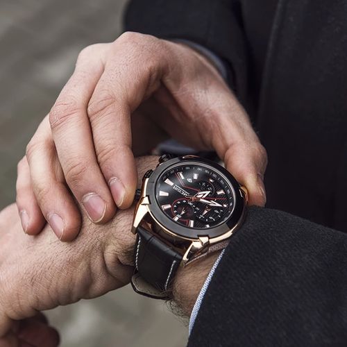Montre À Quartz Chronographe Lumineuse Avec Bracelet En Cuir thumbnail 3